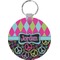 Harlequin & Peace Signs Round Keychain (Personalized)