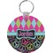 Harlequin & Peace Signs Round Plastic Keychain (Personalized)