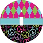Harlequin & Peace Signs Round Light Switch Cover