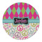 Harlequin & Peace Signs Round Linen Placemats - FRONT (Single Sided)