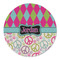 Harlequin & Peace Signs Round Linen Placemat (Personalized)