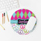 Harlequin & Peace Signs Round Mousepad - LIFESTYLE 2