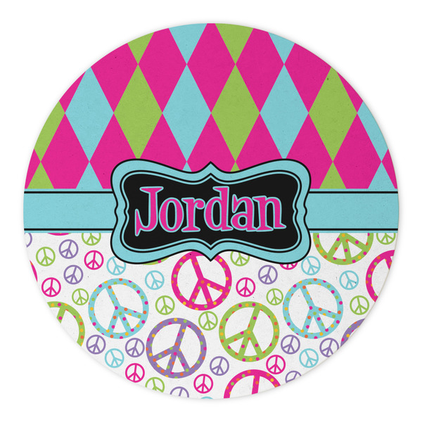 Harlequin & Peace Signs Round Paper Coaster - Approval