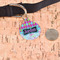 Harlequin & Peace Signs Round Pet ID Tag - Large - In Context