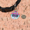 Harlequin & Peace Signs Round Pet ID Tag - Small - In Context