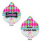 Harlequin & Peace Signs Round Pet Tag - Front & Back