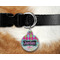 Harlequin & Peace Signs Round Pet Tag on Collar & Dog