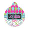 Harlequin & Peace Signs Round Pet ID Tag - Small (Personalized)