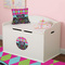 Harlequin & Peace Signs Round Wall Decal on Toy Chest