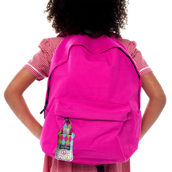 Harlequin & Peace Signs Sanitizer Holder Keychain - LIFESTYLE Backpack (LRG)