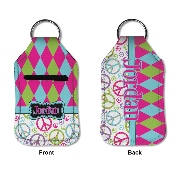 Harlequin & Peace Signs Sanitizer Holder Keychain - Small APPROVAL (Flat)