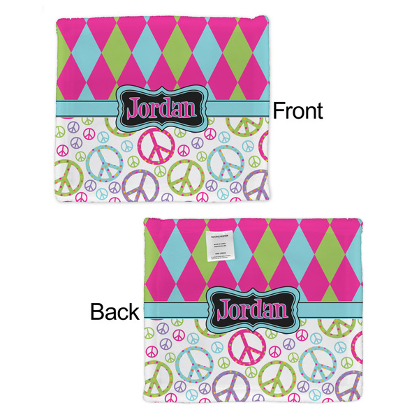 Harlequin & Peace Signs Security Blanket - Front & Back View