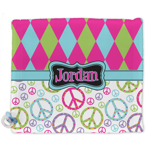 Custom Harlequin & Peace Signs Security Blankets - Double Sided (Personalized)