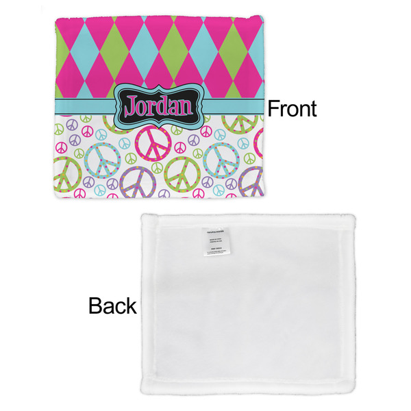 Harlequin & Peace Signs Security Blanket - Front & White Back View
