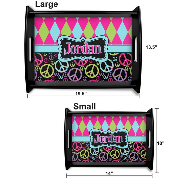 Harlequin & Peace Signs Serving Tray Black Sizes