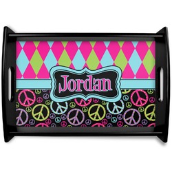 Harlequin & Peace Signs Wooden Tray (Personalized)