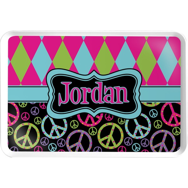 Custom Harlequin & Peace Signs Serving Tray (Personalized)