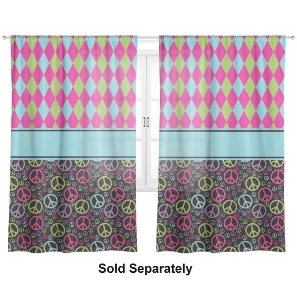 Harlequin & Peace Signs Sheer Curtains