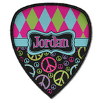 Harlequin & Peace Signs Iron on Shield Patch A w/ Name or Text