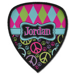 Harlequin & Peace Signs Iron on Shield Patch A w/ Name or Text