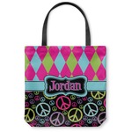 Harlequin & Peace Signs Canvas Tote Bag (Personalized)