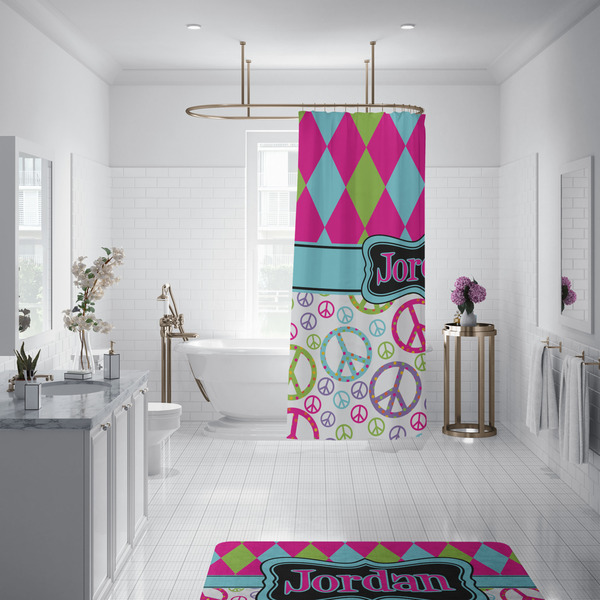 Harlequin & Peace Signs Shower Curtain - 70"x83"