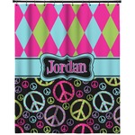 Harlequin & Peace Signs Extra Long Shower Curtain - 70"x84" (Personalized)