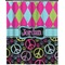 Harlequin & Peace Signs Extra Long Shower Curtain - 70"x84" (Personalized)