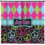 Harlequin & Peace Signs Shower Curtain - Custom Size (Personalized)