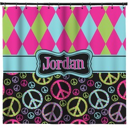 Harlequin & Peace Signs Shower Curtain - Custom Size (Personalized)
