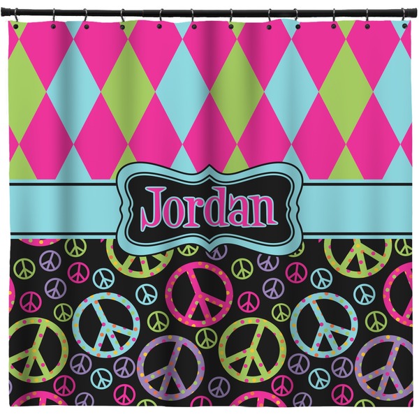 Custom Harlequin & Peace Signs Shower Curtain - Custom Size (Personalized)