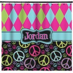 Harlequin & Peace Signs Shower Curtain (Personalized)