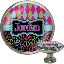 Harlequin & Peace Signs Cabinet Knob (Personalized)
