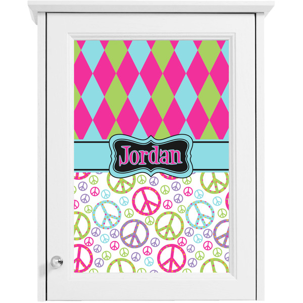 Harlequin & Peace Signs Single White Cabinet Decal