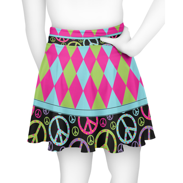 Harlequin & Peace Signs Skater Skirt - Back
