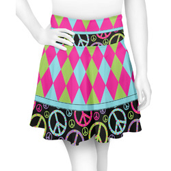 Harlequin & Peace Signs Skater Skirt - Small (Personalized)