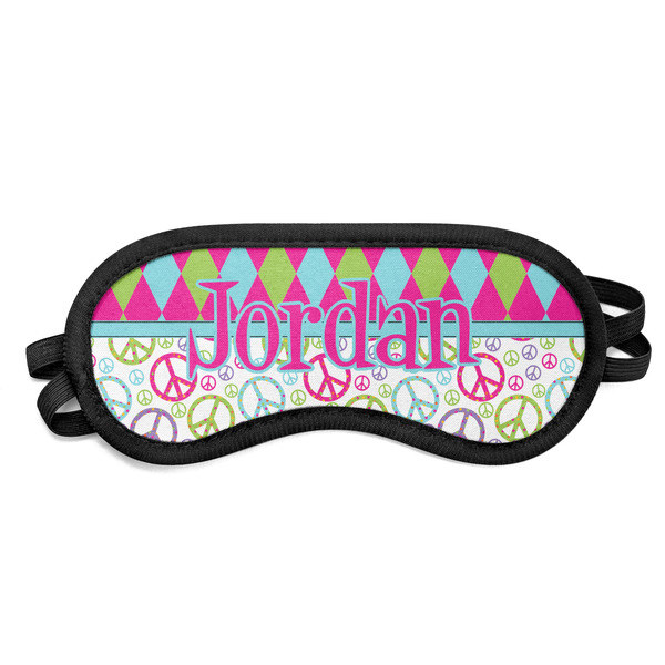 Custom Harlequin & Peace Signs Sleeping Eye Mask - Small (Personalized)