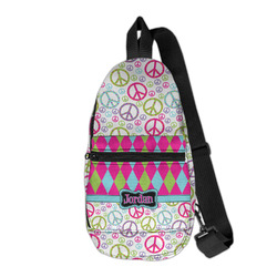 Harlequin & Peace Signs Sling Bag (Personalized)