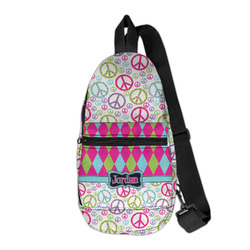 Harlequin & Peace Signs Sling Bag (Personalized)