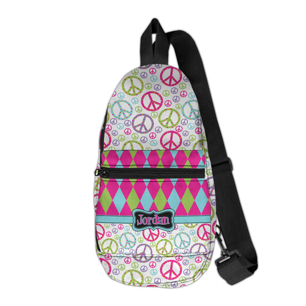 Custom Harlequin & Peace Signs Sling Bag (Personalized)