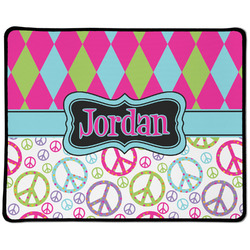 Harlequin & Peace Signs Large Gaming Mouse Pad - 12.5" x 10" (Personalized)