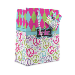 Harlequin & Peace Signs Small Gift Bag (Personalized)