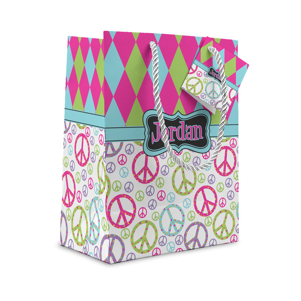 Custom Harlequin & Peace Signs Gift Bag (Personalized)
