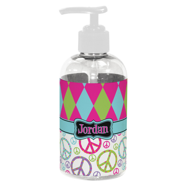 Harlequin & Peace Signs Small Liquid Dispenser (8 oz) - White