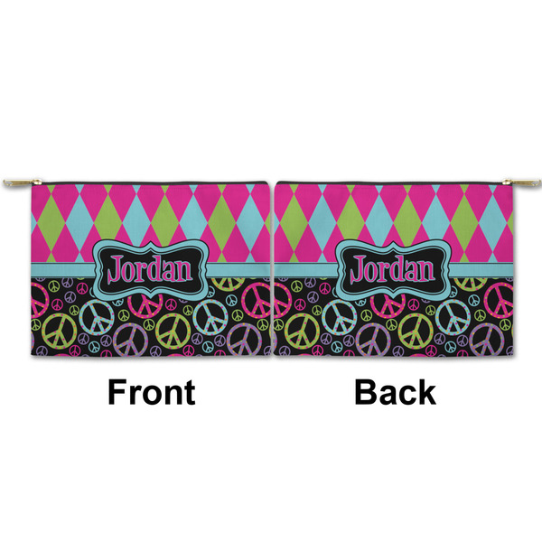 Harlequin & Peace Signs Small Zipper Pouch Approval (Front and Back)