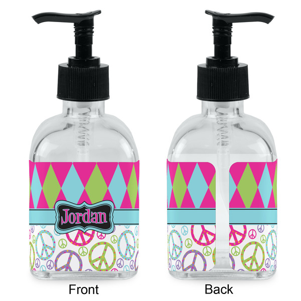 Harlequin & Peace Signs Glass Soap/Lotion Dispenser - Approval