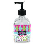 Harlequin & Peace Signs Glass Soap & Lotion Bottle - Single Bottle (Personalized)