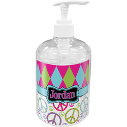Harlequin & Peace Signs Acrylic Soap & Lotion Bottle (Personalized)