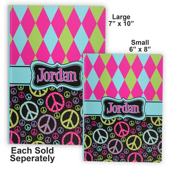 Harlequin & Peace Signs Soft Cover Journal - Compare