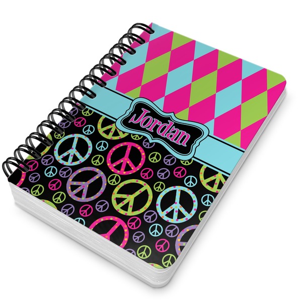 Harlequin & Peace Signs Spiral Journal 5 x 7 - Main
